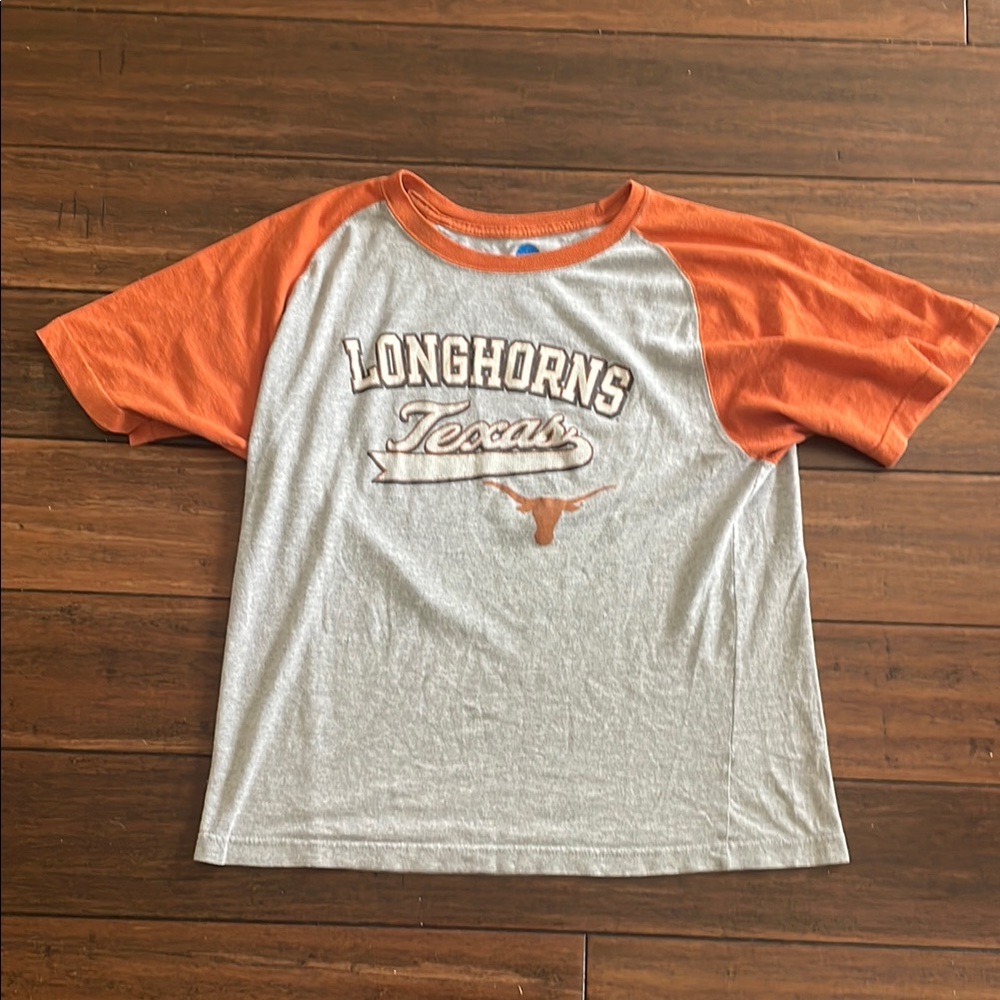 Youth Texas Longhorns Gray and Orange short sleeve baseball t-shirt